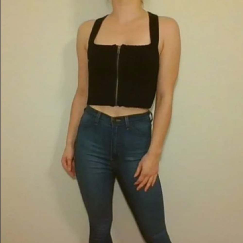 Silence + Noise Zip Crop Top